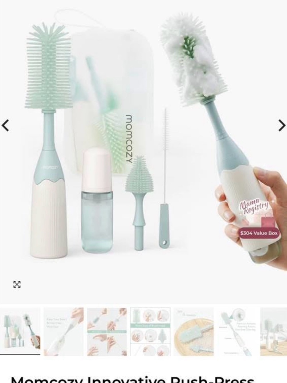 Momcozy Baby Bottle Brush Set in Mint & White